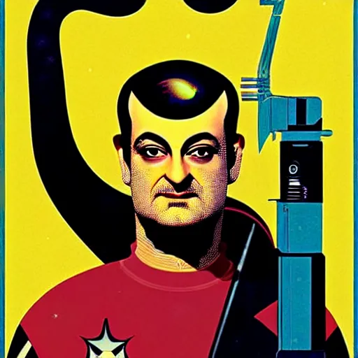 Image similar to legendary space warrior salman rushdie from the year 3 0 0 0, portrait by coles phillips