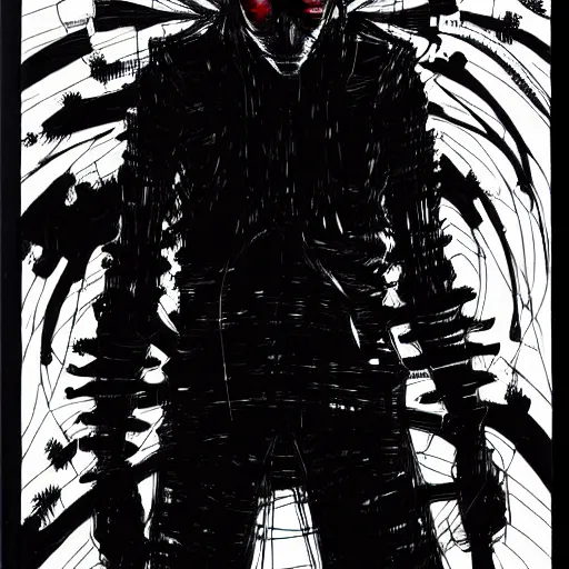 Image similar to Klaus Schwab looking sinister, by Tsutomu Nihei, highly detailed