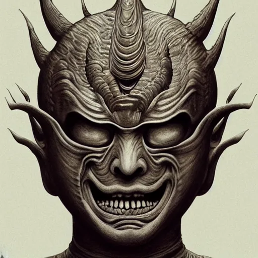 Image similar to naraka buddhist demon korean female, relaxed female alien, epic samurai warrrior, tubular creature, blood vessels, no face, dystopian surrealism, alex ries zdzisław beksinski, symmetrical long head, smooth marble surfaces, smooth marble surfaces, detailed ink illustration, detailed ink illustration, raiden metal gear, cinematic smooth stone, deep aesthetic