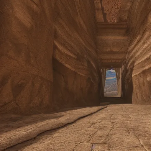 Image similar to road to an ancient temple in desert, digital art, dark, artststion, 8 k, nvidia, unreal engine