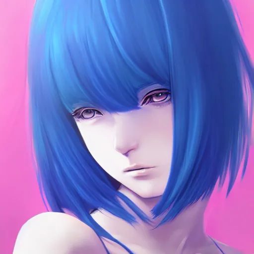 Image similar to an advanced anime painting of a woman Faery with blue hair, a digital painting by Ilya Kuvshinov, cgsociety, fantasy art, ilya kuvshinov, speedpainting, digital painting