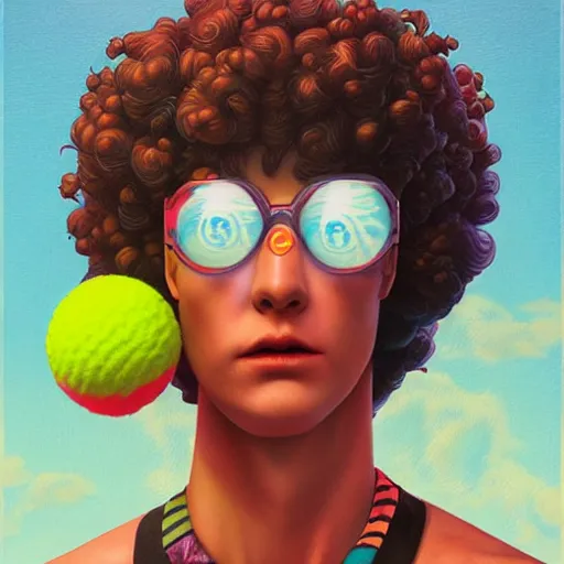 Image similar to Lofi vaporwave portrait tennis ball monster, Pixar style, Tristan Eaton, Stanley Artgerm, Tom Bagshaw