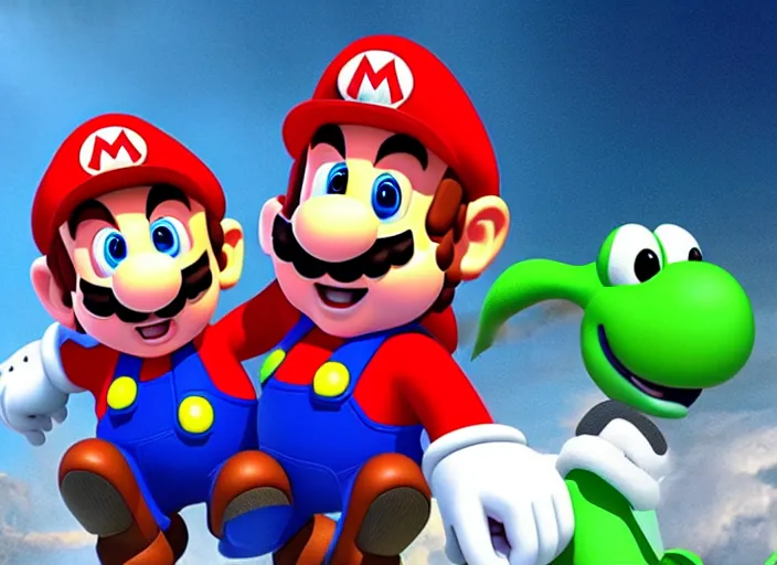 Image similar to film still of mario and yoshi in the new sci - fi movie, 8 k