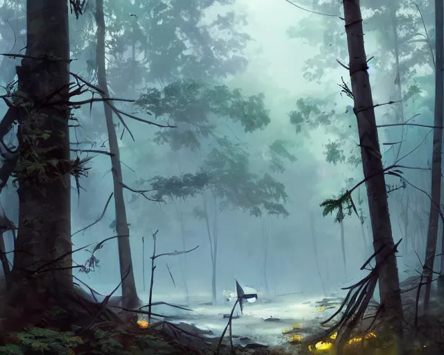 Image similar to a crashed airplane in a forest, smoke, smog, cloudy air, and fire. Forest swamp. Atmospheric lighting By Makoto Shinkai, Stanley Artgerm Lau, WLOP, Rossdraws, James Jean, Andrei Riabovitchev, Marc Simonetti, krenz cushart, Sakimichan, trending on ArtStation, digital art.