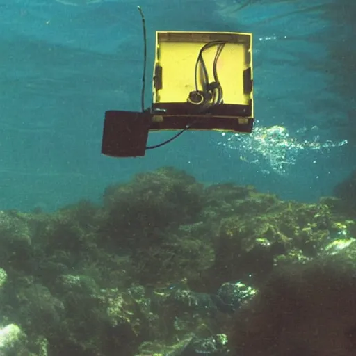 Prompt: 1 9 8 0 s vcr tape recording, underwater rov footage