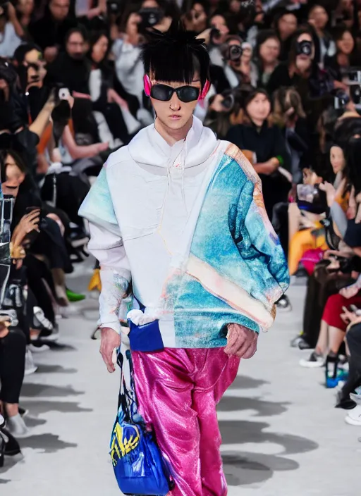 Prompt: hyperrealistic and heavy detailed balenciaga runway show of dragon ball z, leica sl 2 5 0 mm, vivid color, high quality, high textured, real life