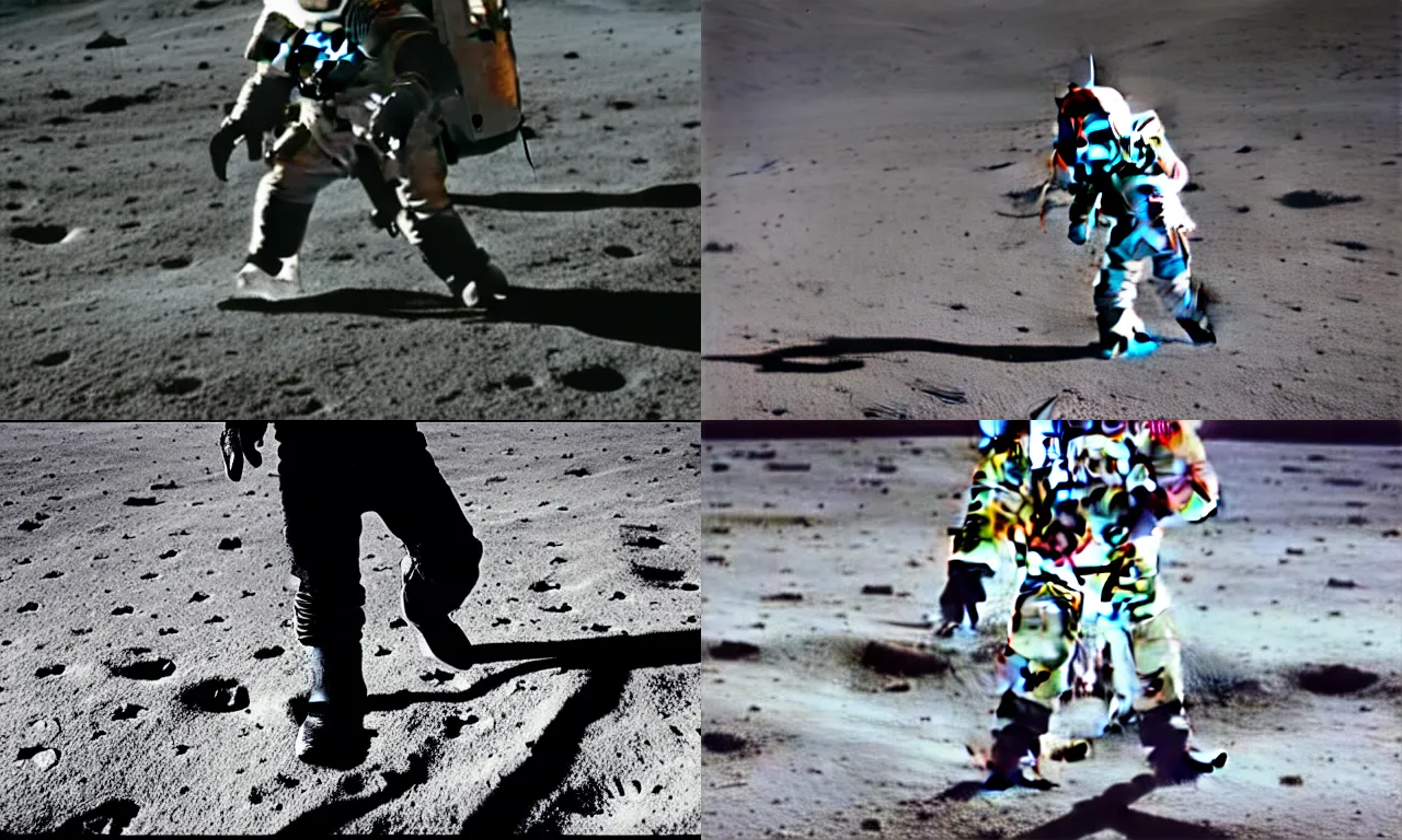 Prompt: Michael Jackson moonwalking on the moon