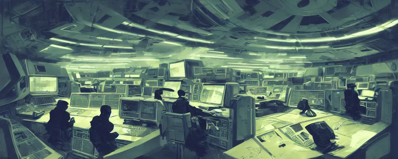 Prompt: duotone concept illustration 3 / 4 portrait of penguins siiting in modern supercomputer control room. cinematic scene. ovlumetric lighting. golden rario accidental renaissance. by sachin teng and sergey kolesov and ruan jia and heng z. graffiti art, scifi, fantasy, hyper detailed. octane render. concept art. trending on artstation