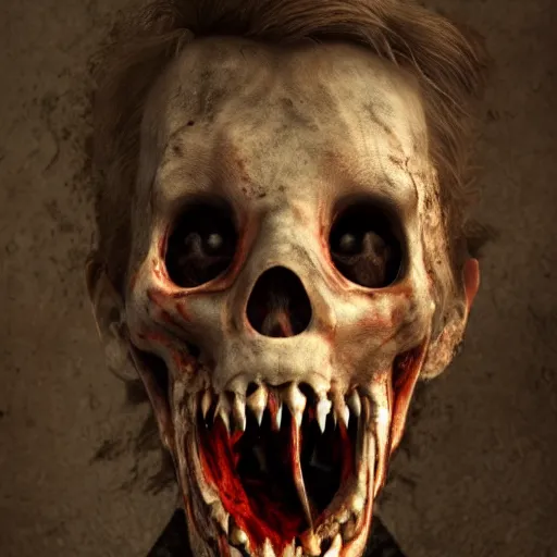 Image similar to full body, horrifying, killer, creepy, dead, open mouth, detailed, 8 k, hyperrealistic, dramatic lighting, high resolution, cinematic