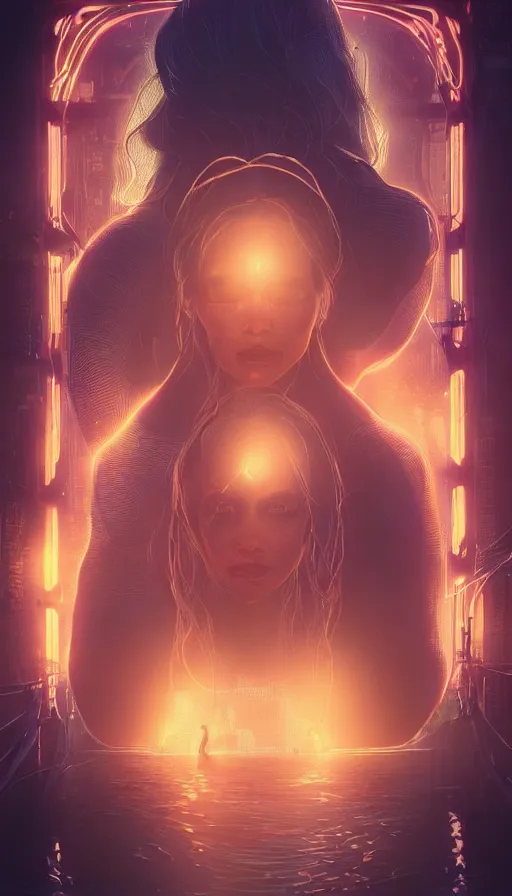 Image similar to altered carbon, rebirth, neon, dreamy vibe, fibonacci, sweat drops, insane intricate, highly detailed, cinematic, atmospheric. digital painting, artstation, concept art, smooth, sharp focus, illustration, unreal engine 5, 8 k, art by artgerm and greg rutkowski and alphonse mucha, laura sava, laura palmer