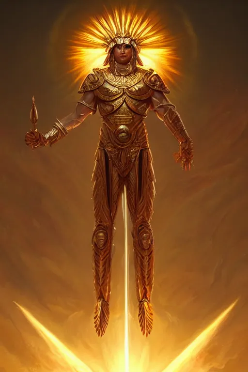 Image similar to apollo humanoid god of the sun, highly detailed, d & d, fantasy, highly detailed, digital painting, trending on artstation, concept art, sharp focus, illustration, art by artgerm and greg rutkowski and magali villeneuve