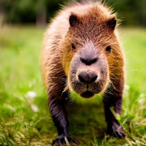 Image similar to cute capybara eating a nvidia gpu with cooling fans, chewing on a graphic card, wildlife photography, bokeh, sharp focus, 3 5 mm, taken by sony a 7 r, 4 k, award winning