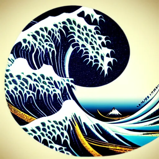 Image similar to ninja animals in the style of the great wave artist