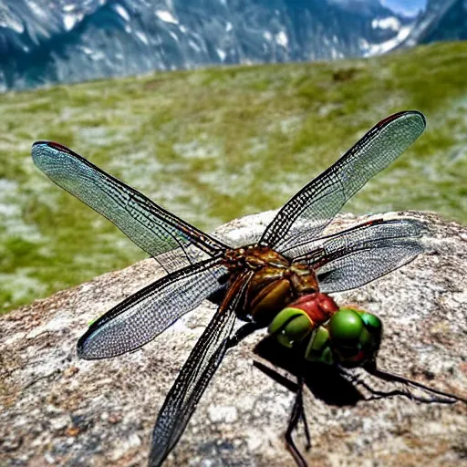 Image similar to dragonfly in a bathtub in the alps, goat!!!!! in background