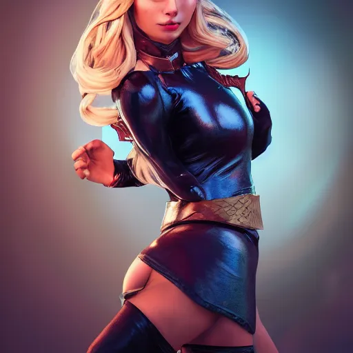 Image similar to fantasy comic book style portrait painting of Lady Gafa with blonde hair dancing, unreal 5, DAZ, hyperrealistic, octane render, cosplay, RPG portrait, dynamic lighting