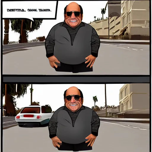 Image similar to Danny DeVito in the style of GTA V