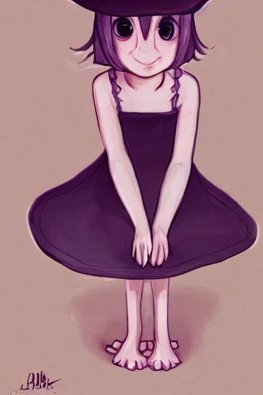 Image similar to a little girl wearing a mushroom hat in dress sitting | | purple curvy hair, pretty face, fine details, digial art by lois van baarle, anatomically correct, perfect composition, symmetrical, fantastic, clean details, anime character