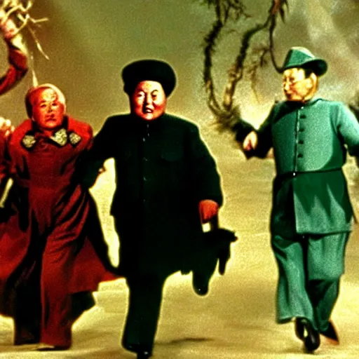 Prompt: chairman mao has a guest role in wizard of oz, movie still, realistic, sharp focus, 8 k high definition, insanely detailed, intricate, elegant