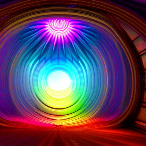 Image similar to colorful wormhole opening up inside a cathedral. fantasy. octane render.