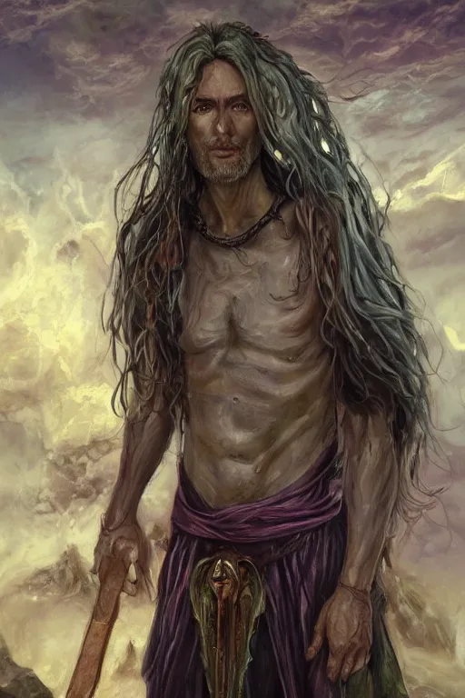 Prompt: a full body high detail fantasy portrait oil painting illustration of a necromancer by justin sweet with face and body clearly visible, flowing hair, high cheekbones, in a scenic background, pretty eyes, realistic proportions, d & d, rpg, forgotten realms, artstation trending, high quality, sombre mood, artstation trending, muted colours, entire person visible!