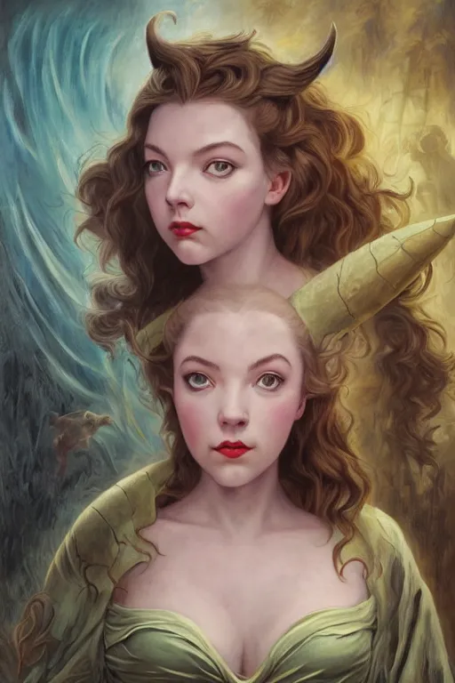 Image similar to A fantasy comic book style portrait painting of Anya Taylor-Joy, hybrid, Diana Dors, as an Atlantean Reptilian Warrior, François Boucher, Oil Painting, Mystical Valkyrie, unreal 5, DAZ, hyperrealistic, octane render, Regal, Refined, Detailed Digital Art, RPG portrait, William-Adolphe Bouguereau, Michael Cheval, Walt Disney (1937), Steampunk, dynamic lighting, Highly Detailed, Cinematic Lighting, Unreal Engine, 8k, HD