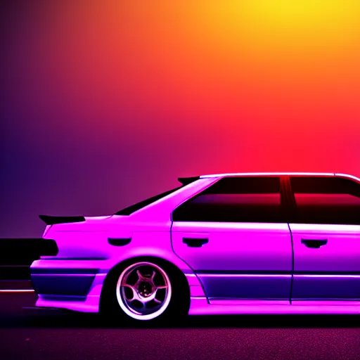 Prompt: a car JZX100 at illegal car meet, Saitama prefecture, city sunset mist neon lights, cinematic color, photorealistic, highly detailed, 50MM