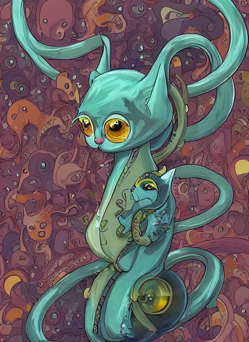 Prompt: cat seahorse fursona wearing headphones, autistic bisexual graphic designer and musician, attractive androgynous humanoid, coherent detailed character design, weirdcore voidpunk digital art by artgerm, akihiko yoshida, louis wain, wlop, noah bradley, ross tran, furaffinity, cgsociety, trending on deviantart