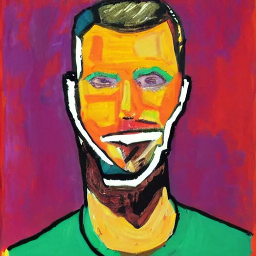 Image similar to giga chad portrait, expressionism