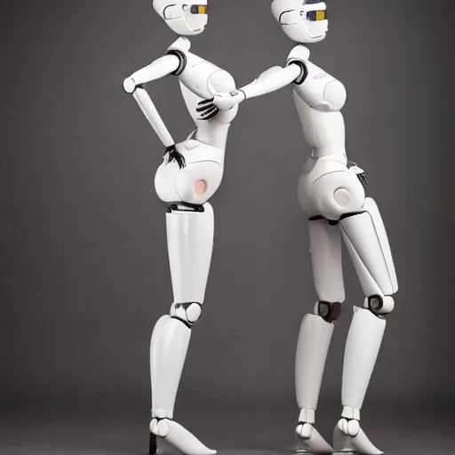 Prompt: two humanoid robots making love, wide shot, long shot