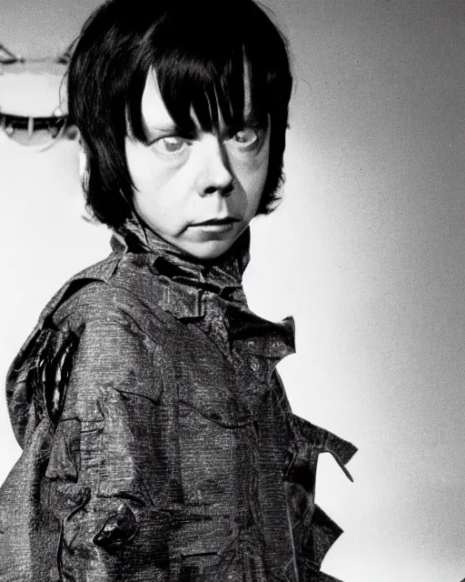 Image similar to color photo of young actor bud cort, from harold and maude, as tetsuo in american live action remake of akira, neo - tokyo, post apocalyptic, telekinesis, mutant psychic children, in the style of alex proyas, ridley scott, katsuhiro otomo