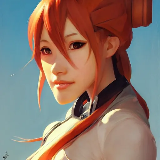 Image similar to greg manchess portrait painting of asuna yuuki as overwatch character, medium shot, asymmetrical, profile picture, organic painting, sunny day, matte painting, bold shapes, hard edges, street art, trending on artstation, by huang guangjian and gil elvgren and sachin teng