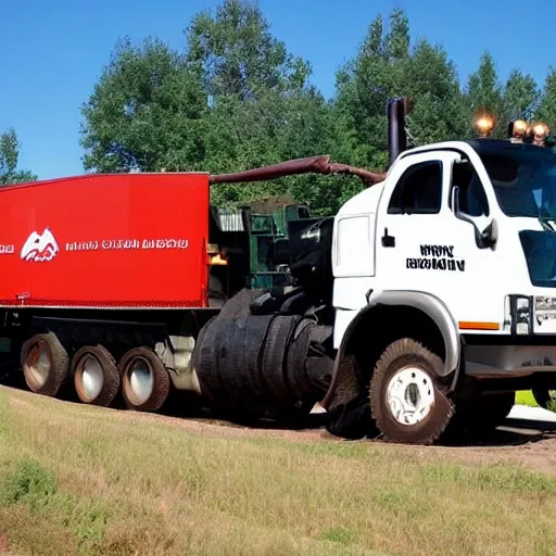 Image similar to A large mining truck with a badger logo, photo credit.