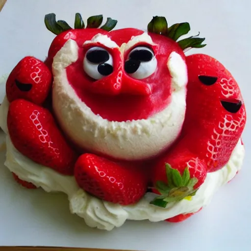 Prompt: horrifying strawberry abomination