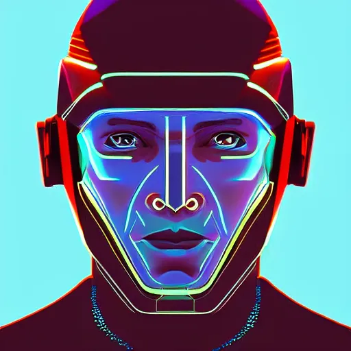 Prompt: Futuristic man portrait, Cyberpunk, digital art