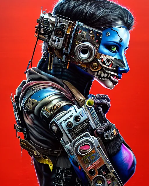 Image similar to a portrait of an anthropomorphic cyberpunk jaguar by sandra chevrier, by jon foster, detailed render, pistol in holster, tape deck, epic composition, cybernetics, 4 k realistic, cryengine, realistic shaded lighting, sharp focus, masterpiece, by enki bilal