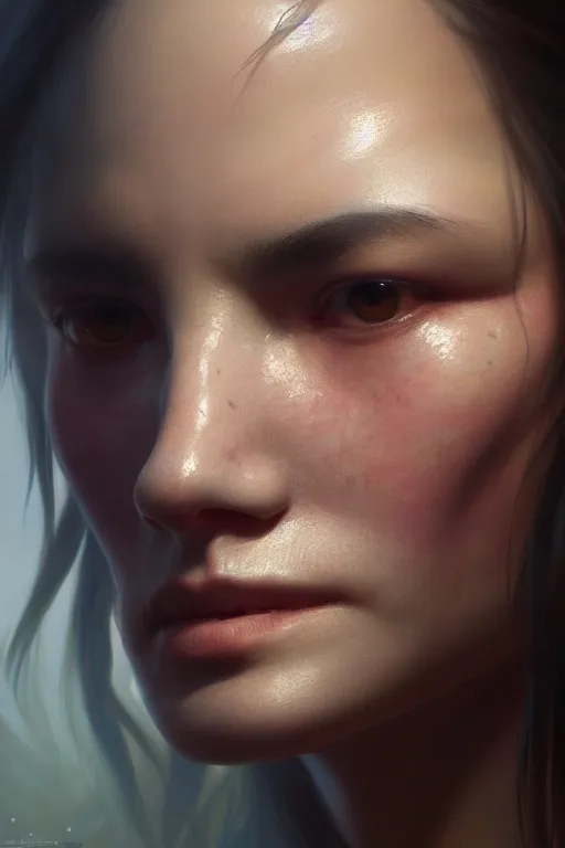 Image similar to ultra detailed close up face portrait of charly from the orville, extremely detailed digital painting, in the style of fenghua zhong and ruan jia and jeremy lipking and peter mohrbacher, mystical colors, rim light, beautiful lighting, 8 k, stunning scene, raytracing, octane, trending on artstation