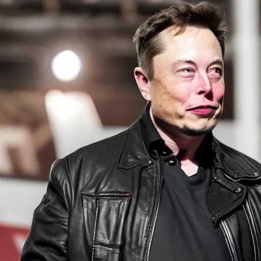 Image similar to Elon Musk in A biker gang very detail4K quality super realistic