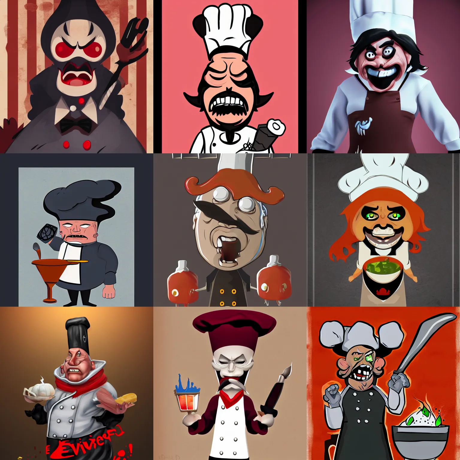 Prompt: evil chef, trending on artstation