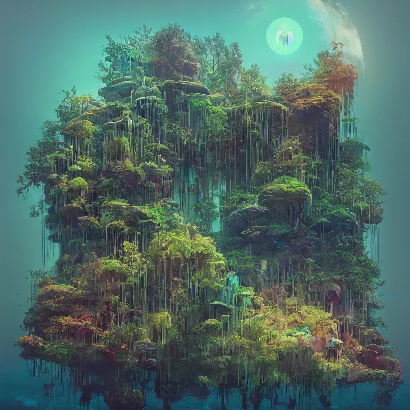 Image similar to the submerging wisdom in the ecosystem acrylic painting by Beeple and CGSociety