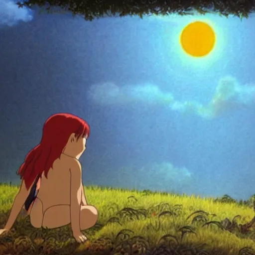 Image similar to screenshot from anime australian aboriginal mythology. dreamtime. studio ghibli. hayao miyazaki