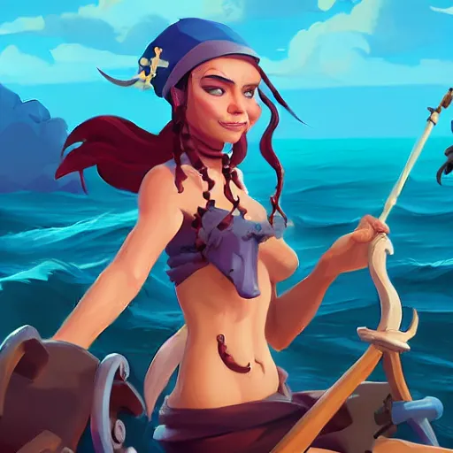 Image similar to painting jack the pirate mermaid on sea of thieves game avatar hero smooth face median photoshop filter cutout vector behance hd by jesper ejsing, by rhads, makoto shinkai and lois van baarle, ilya kuvshinov, rossdraws, illustration, art by ilya kuvshinov and gustav klimt