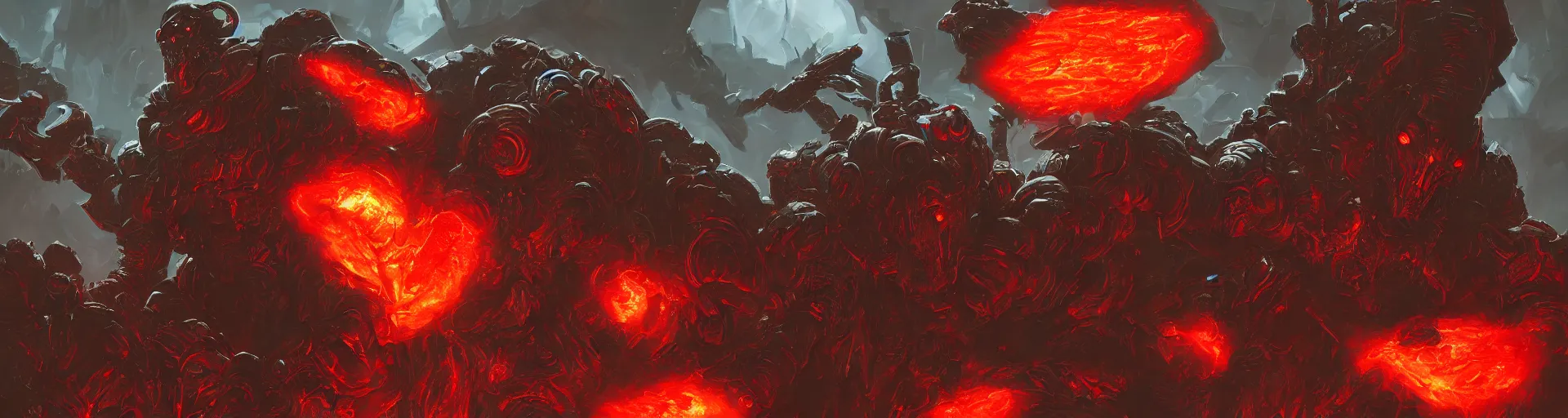 Image similar to Doom slayer on pile of money fighting corporate greed demons, rip and tear, splash screen art, vivid, digital painting