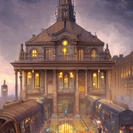 Image similar to train station for spirits and souls, detailed, centered, digital painting, artstation, concept art, donato giancola, joseph christian leyendecker, wlop, boris vallejo, breathtaking, 8 k resolution, extremely detailed, beautiful, establishing shot, artistic, hyperrealistic, beautiful face, octane render, cinematic lighting, dramatic lighting, masterpiece