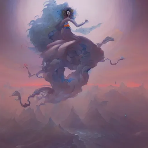 Image similar to a painting in the style of peter mohrbacher and in the style of james jean.