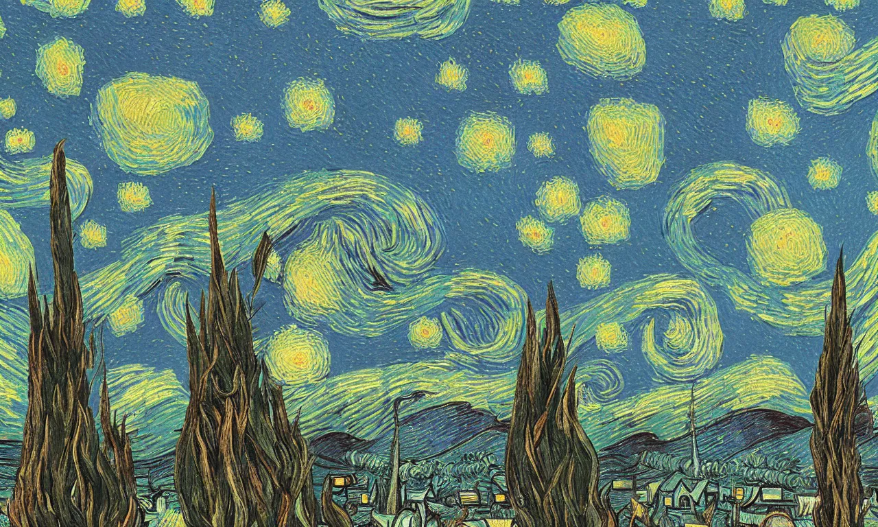 Prompt: an music album cover for a band called afterchock by vangogh