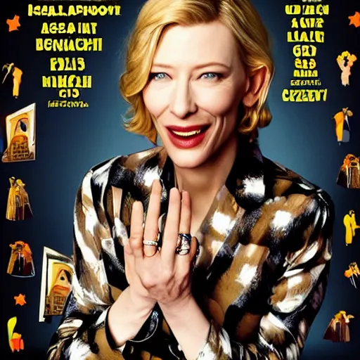 Image similar to cate blanchett , comedy, movie poster,