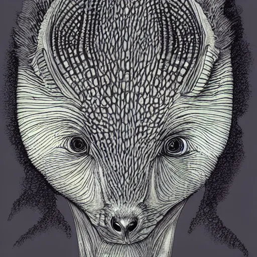 Prompt: portrait of biology ilustration new animal called mutus