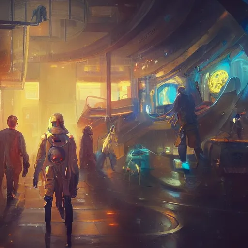 Prompt: an epic painting of the team of group of time travelers, oil on canvas, cold colors, perfect composition, golden ratio, beautiful detailed, photorealistic, digital painting, artstation, concept art, smooth, sharp focus, illustration, cyberpunk background, artstation trending, octane render, unreal engine