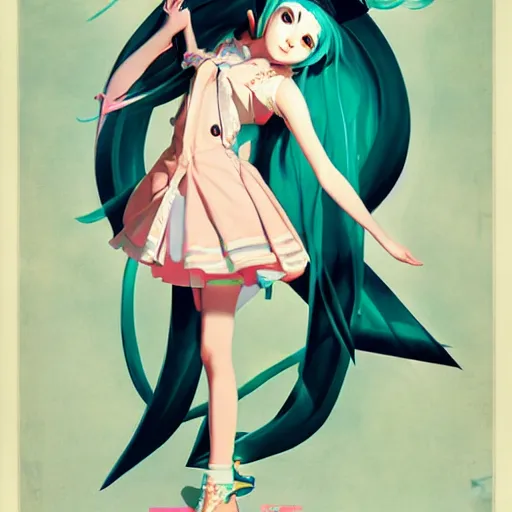 Image similar to Hatsune Miku poster by Gil Elvgren and Daniela Uhlig