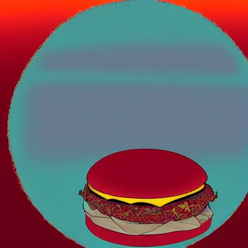 Image similar to blood vessels with burger floating inside.